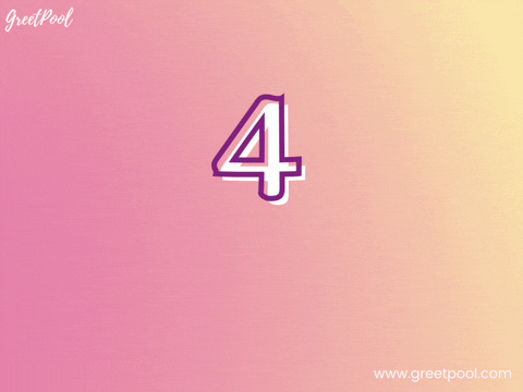 Animated 4 years work anniversary GIF with celebration balloons