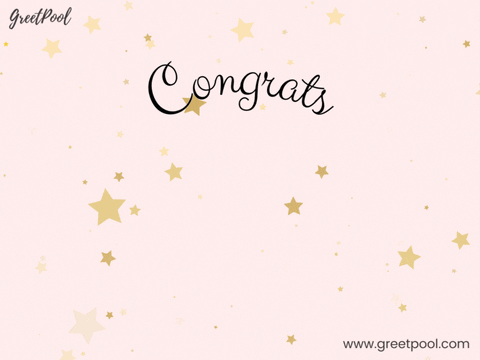 Animated congrats work anniversary GIF with champagne cheers