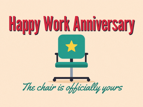 Funny Work Anniversary Office Chair Happy work anniversary office chair spinning with a gold star, the chair is officially yours