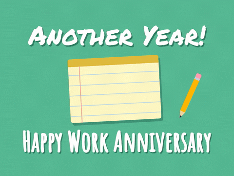 Funny Work Anniversary Tally Marks Another year, happy work anniversary: tally marks on a yellow notepad asking who's counting