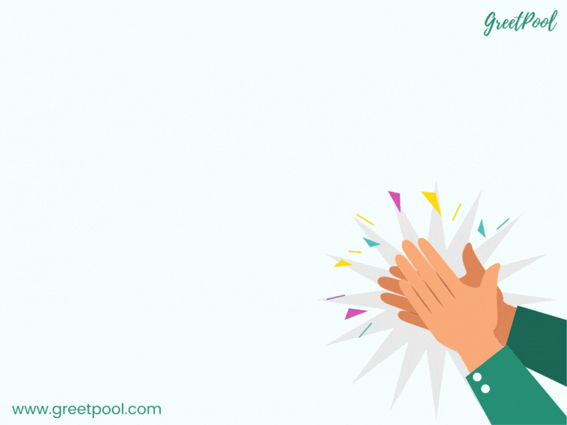 Animated happy work anniversary GIF with fireworks celebration
