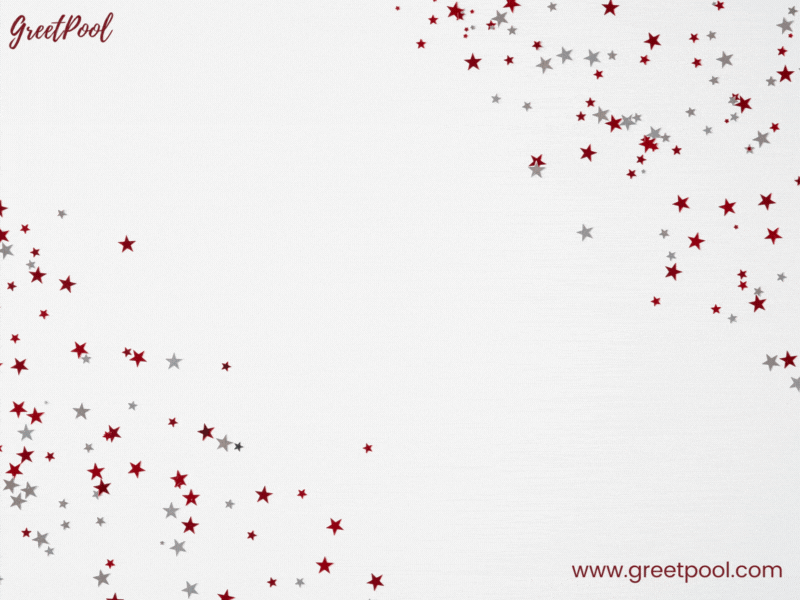 Animated happy work anniversary GIF with star confetti celebration