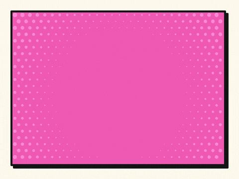 Best plot twist ever, you joined the team: a caped star hero in a pink comic panel, work anniversary