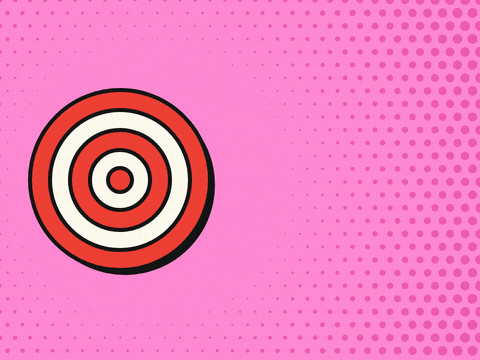 Work Anniversary Bullseye Arrow Target Bullseye comic starburst as an arrow hits a red target with a Happy Workiversary caption on pink halftone