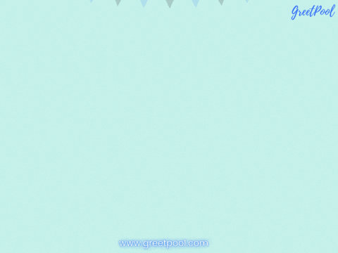 Animated work anniversary celebration GIF with party theme