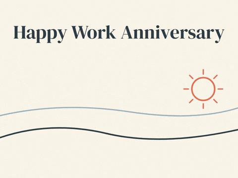 Work Anniversary Milestone Reached Road Happy work anniversary, milestone reached, line art road leading to a plus one milestone stone and flag