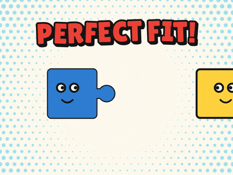Work Anniversary Perfect Fit Puzzle Perfect fit comic puzzle pieces clicking together with a Happy workiversary caption on halftone paper
