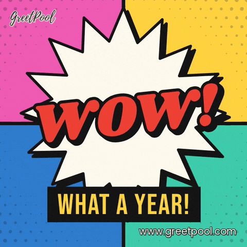 Work Anniversary Pop Art Wow Pop art WOW starburst over colour-changing comic panels with What a year for a work anniversary
