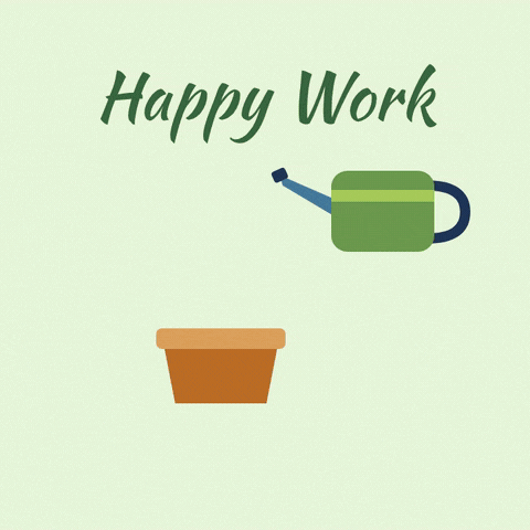 Work Anniversary Watering Can Flower Happy work anniversary, a watering can pours and a smiling pink flower grows from a terracotta pot