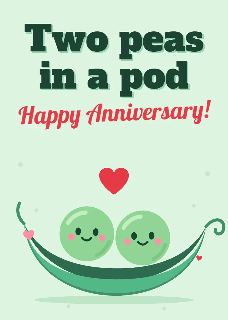 Animated pair of smiling green peas in a pod with a red heart under Two peas in a pod Happy Anniversary Animated pair of smiling green peas in a pod with a red heart under Two peas in a pod Happy Anniversary
