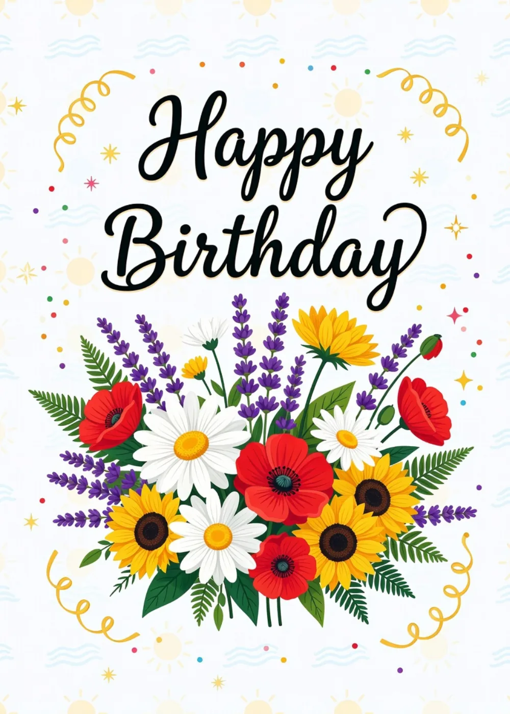 Elegant floral bouquet Happy Birthday greeting card