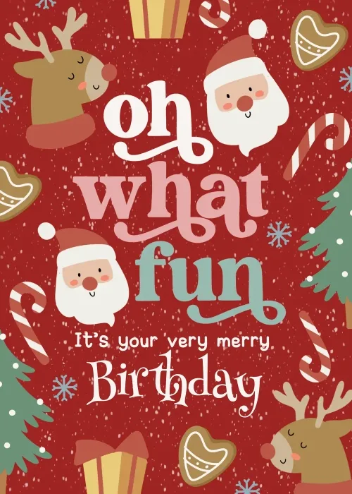 Watercolor snowman wearing a Santa suit for a holiday birthday