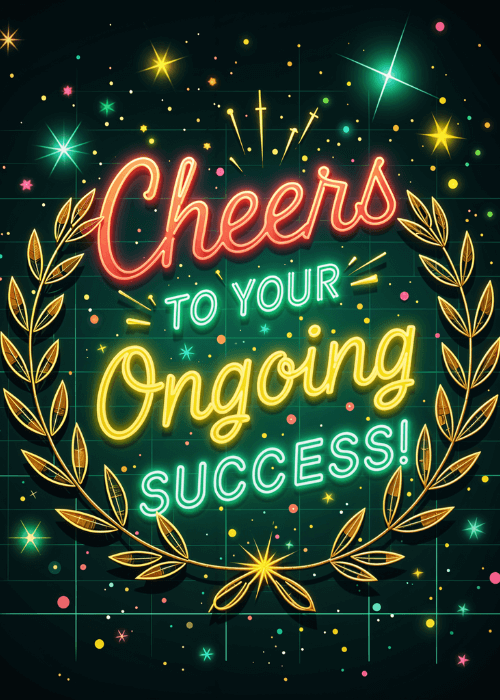 Illustrated work anniversary card with a warm uplifting Cheers to ...